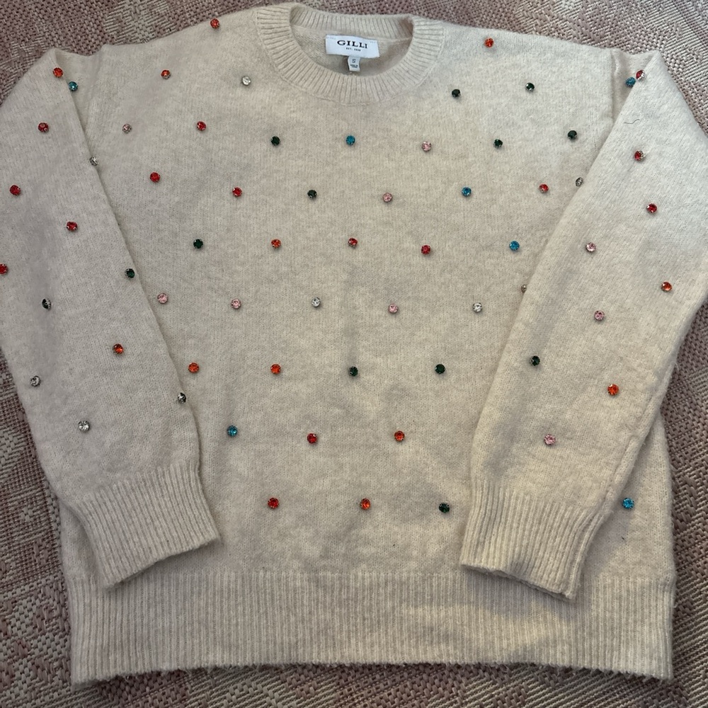 Gilli Cream Sweater with Colorful Accents